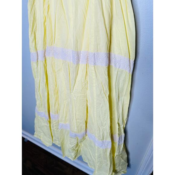 JASON WU COLLECTIVE Yellow 100% Cotton Lace Square Neckline Midi Dress Size 10 - Picture 12 of 14
